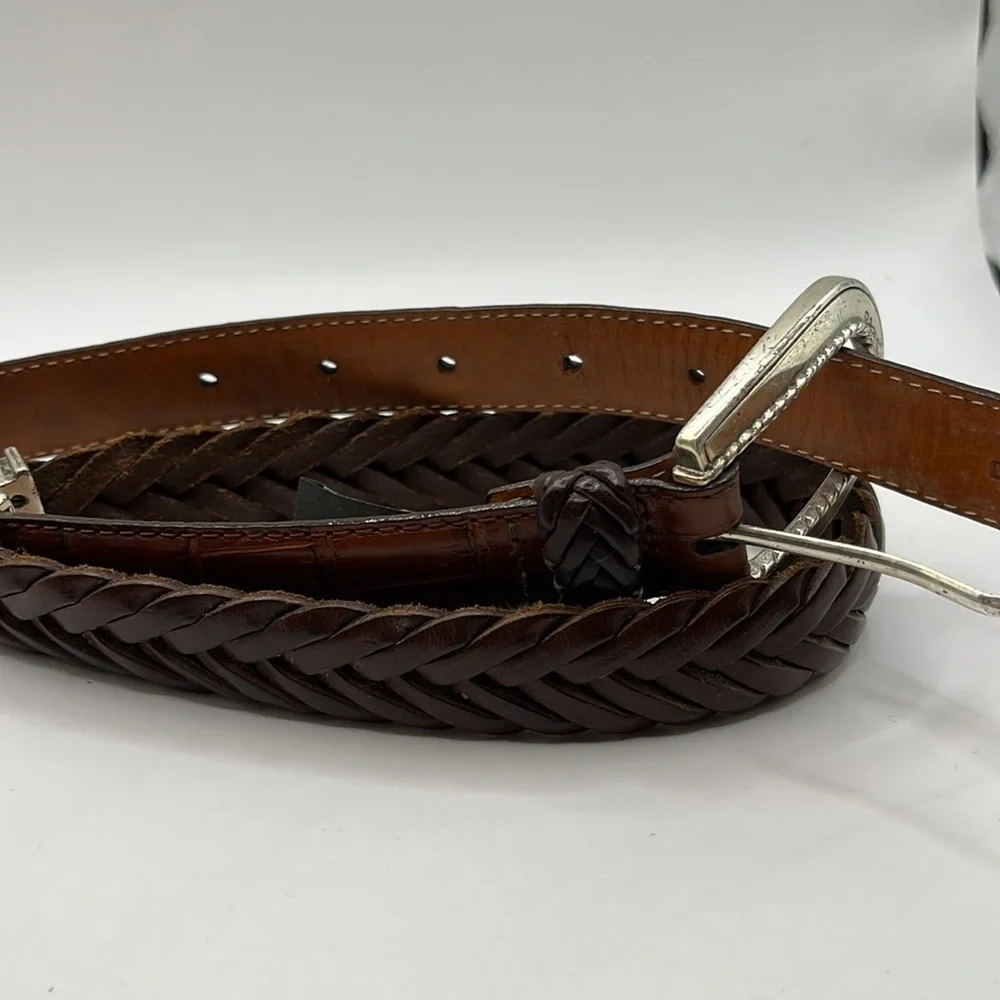 Vintage Brighton Two Tone Brown Leather and Leather Braid Size M 30